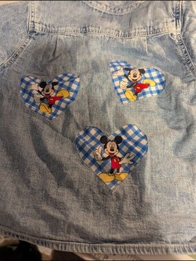 GAP Baby Light Blue Denim Jacket With Mickey Mouse hearts